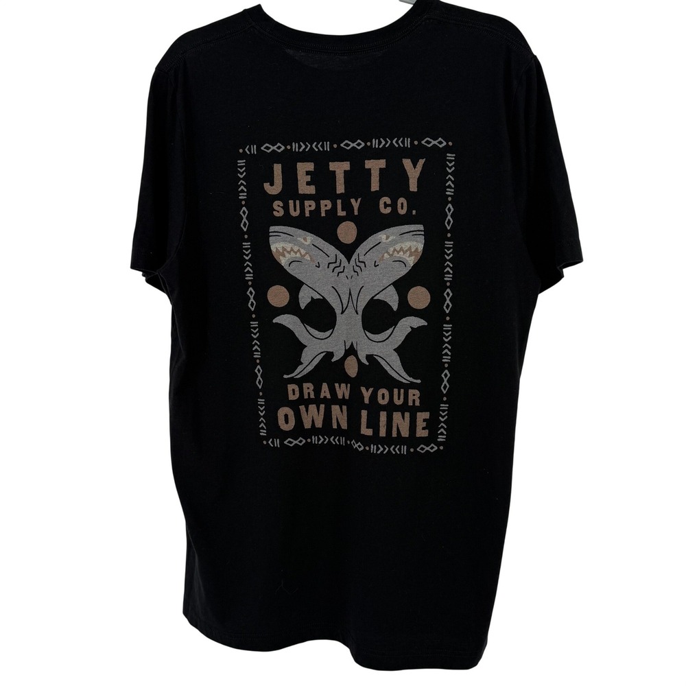 Jetty T-Shirt Mens XL Black Draw Your Own‎ Line Shark Graphic Short Sleeve Tee